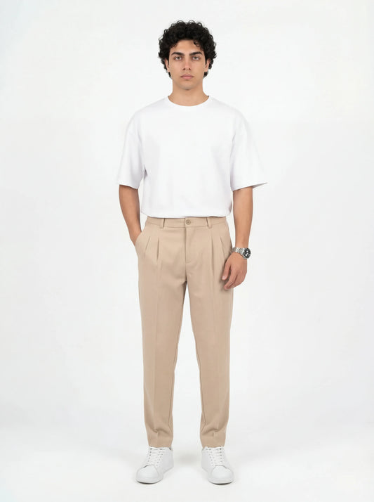 KETEN KUMAŞ BAGGY PANTOLON - BEJ