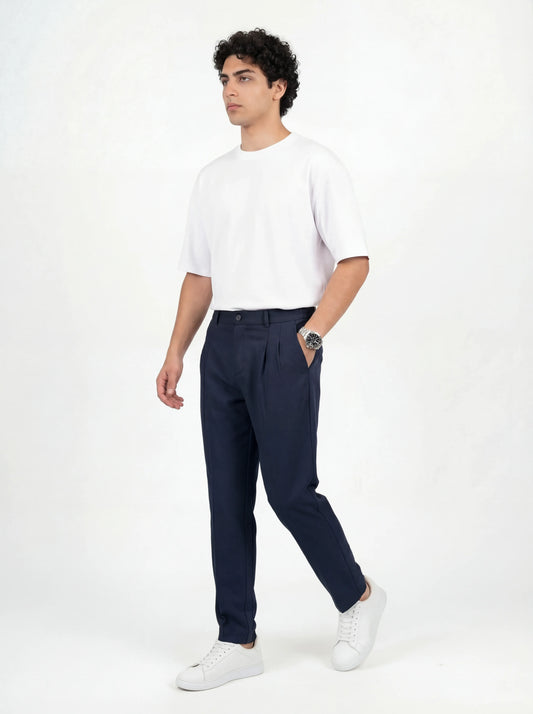 KETEN KUMAŞ REGULAR PANTOLON - LACİVERT