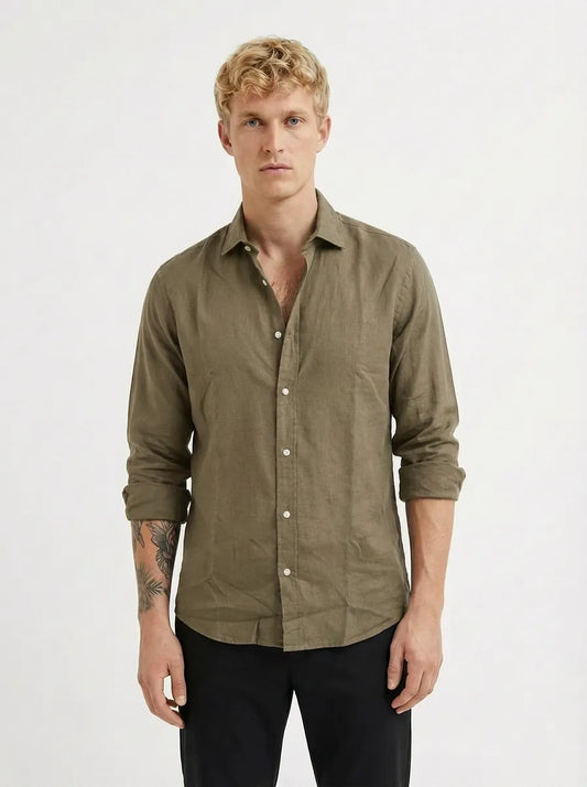 KETEN FRESH GÖMLEK -YEŞİL