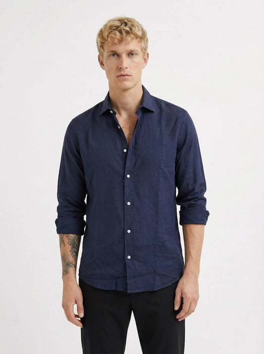 KETEN FRESH GÖMLEK - LACİVERT