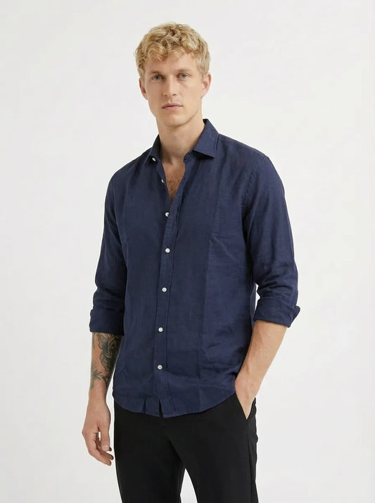 KETEN FRESH GÖMLEK - LACİVERT