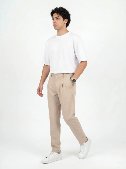 KETEN KUMAŞ BAGGY PANTOLON - BEJ