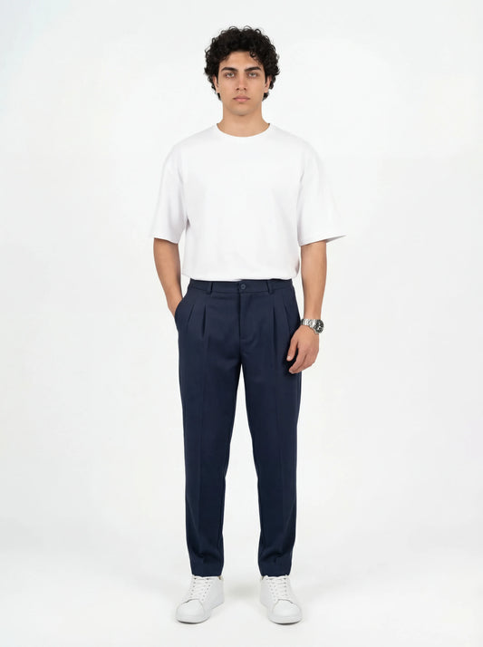 KETEN KUMAŞ BAGGY PANTOLON - LACİVERT